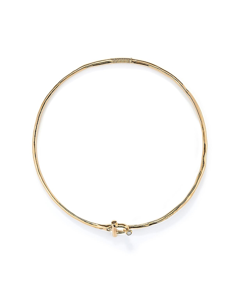 Unode50 Choker Necklace with Front Clasp and White Topaz · L