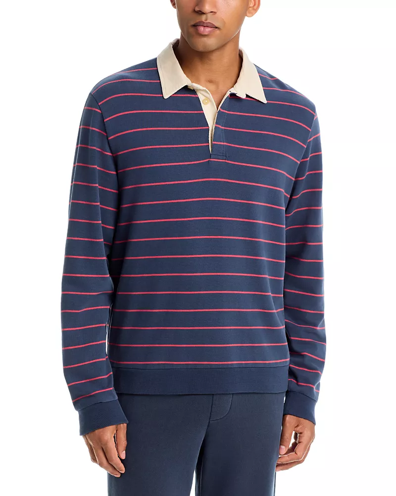 Marine Layer Suede Stripe Rugby Polo Shirt