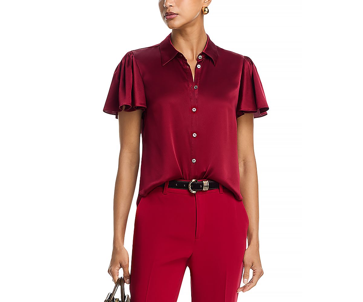 Cinq a Sept Fiona Silk Flutter Sleeve Top