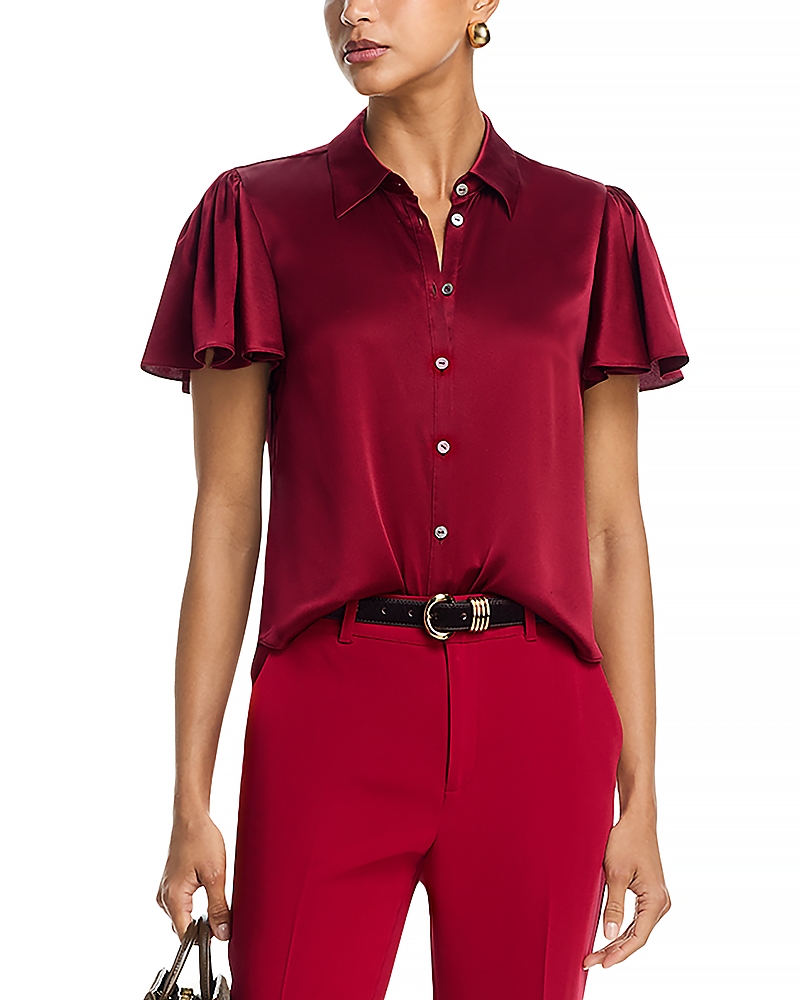 Cinq a Sept Fiona Silk Flutter Sleeve Top