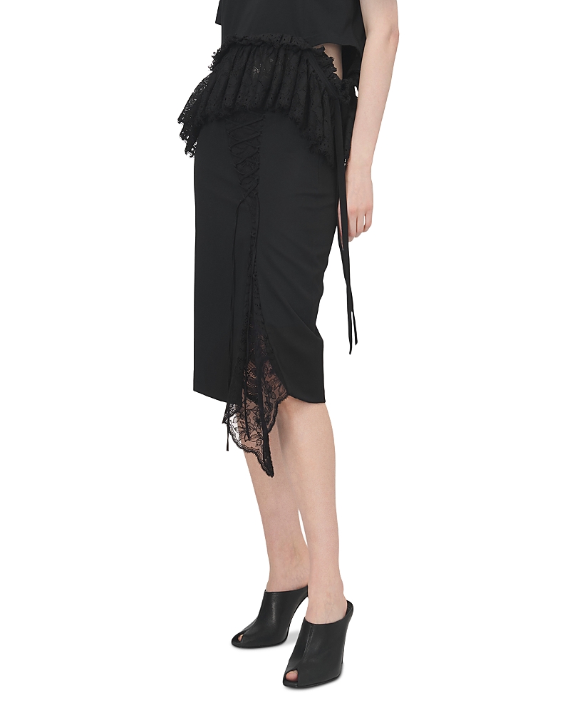 McQueen Lace Up Woven Wool Skirt