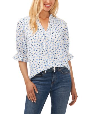 Elbow Sleeve Split Neck Top