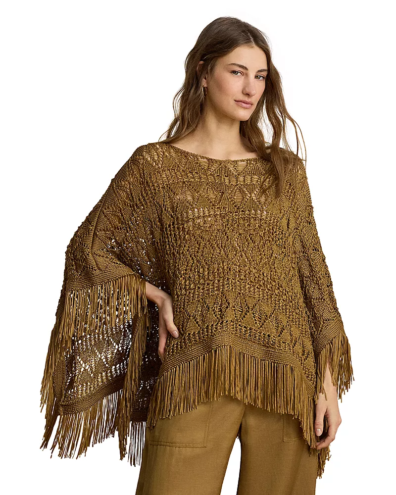 Lauren Ralph Lauren Fringed Poncho Sweater