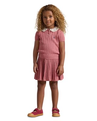 Girls' Mini-Cable Cotton Polo Shirt & Skirt - Little Kid