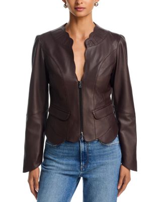 Eunice Collarless Leather Jacket