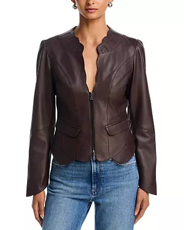Paige Eunice Collarless Leather Jacket