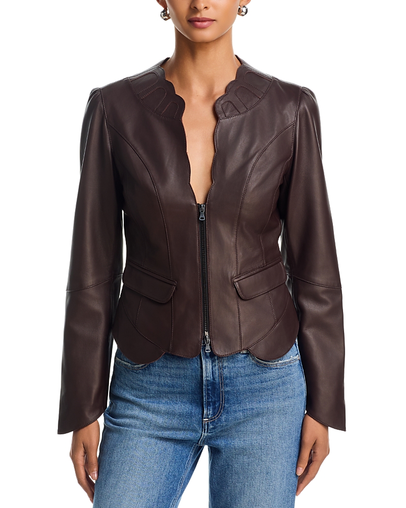 Paige Eunice Collarless Leather Jacket