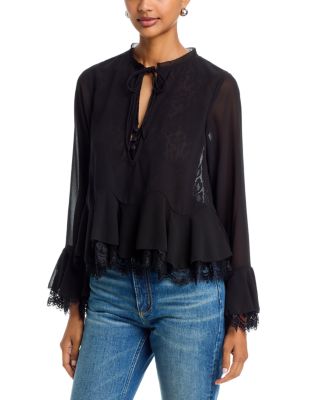 Lace Layered Long Sleeve Top - Exclusive