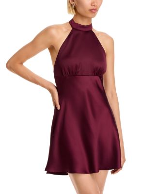 Halter Satin Mini Dress - Exclusive
