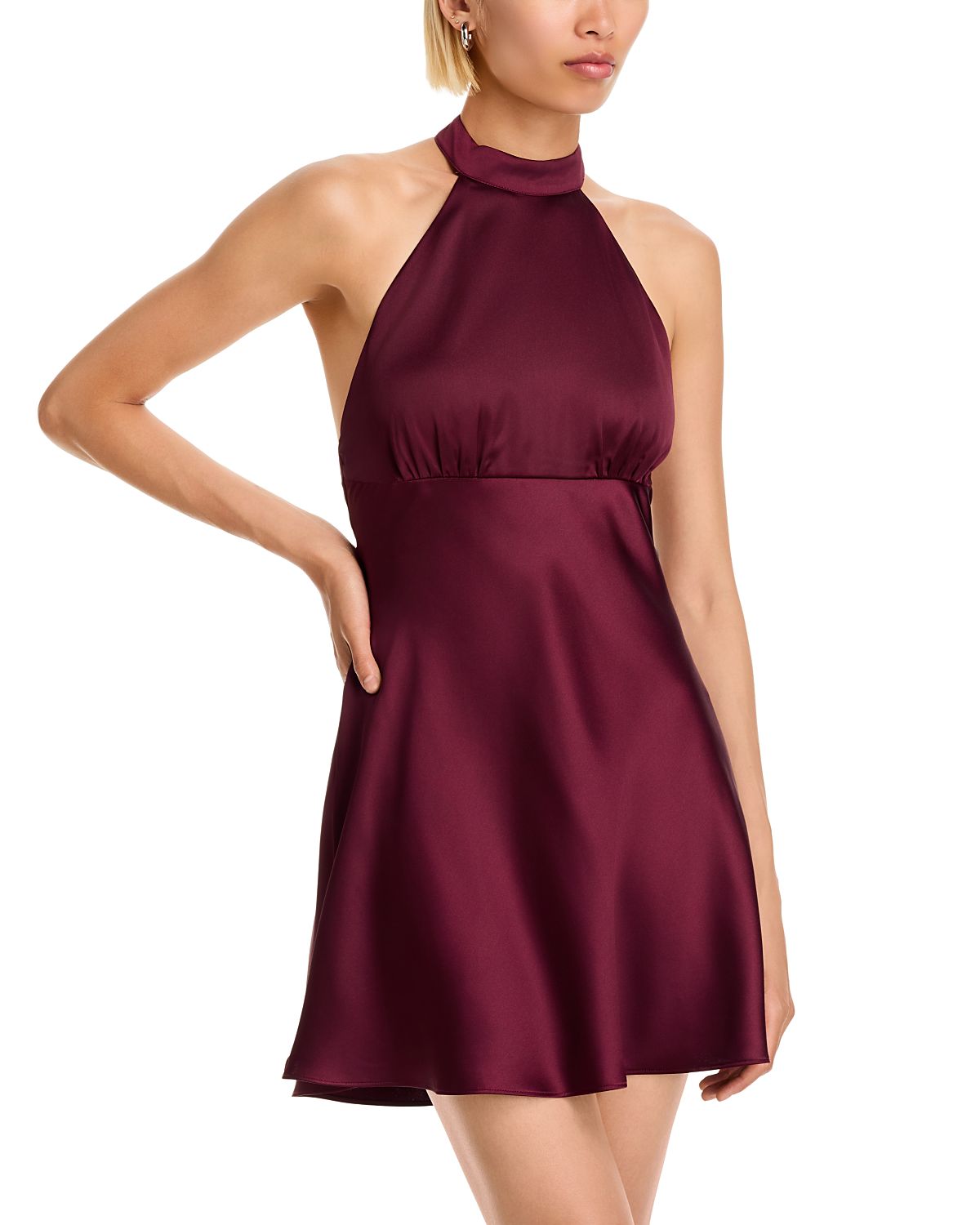 Aqua Halter Satin Mini Dress - Exclusive