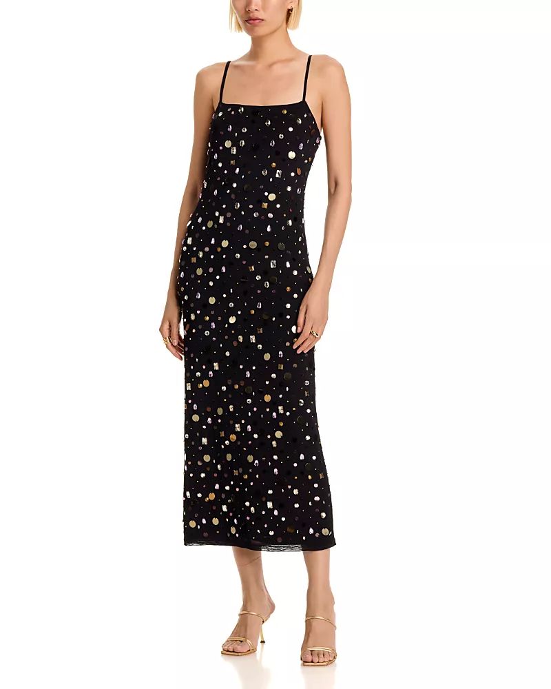 Aqua Paillette Mesh Maxi Dress - Exclusive