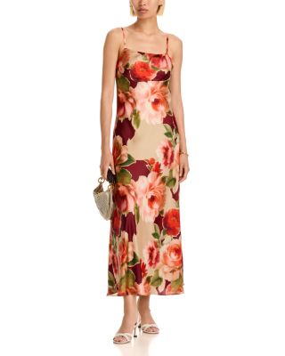 Printed Satin Cowl Neck Dress - Exclusive - thumbnail 2