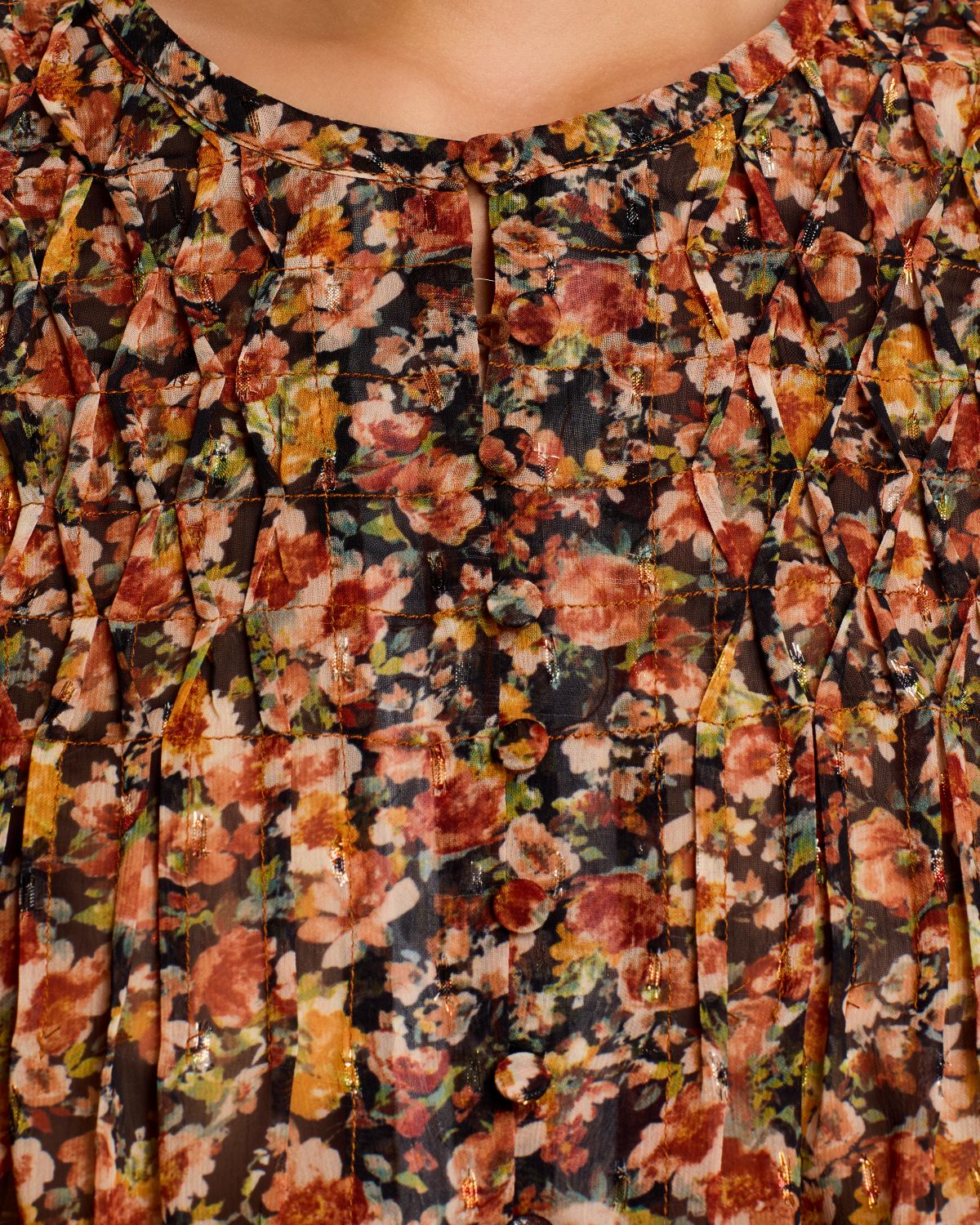 Ditsy Floral Button Front Top - Exclusive thumbnail 4