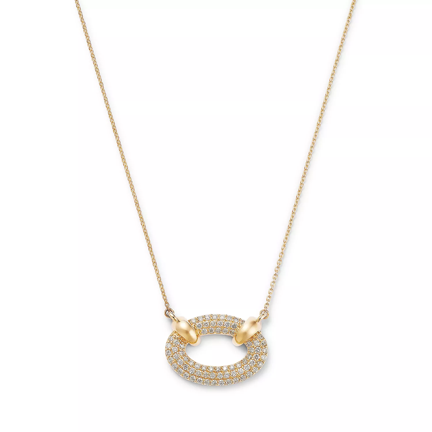 Diamond Pavé Oval Pendant Necklace in 14K Yellow Gold