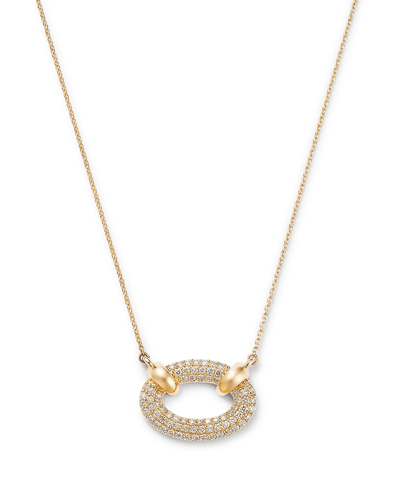 Bloomingdale's Fine Collection Diamond Pave Oval Pendant Necklace in 14K Yellow Gold, 18