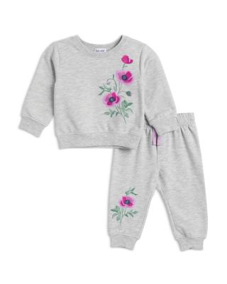 Girls' Sage Embroidered Flower Sweatshirt & Pants Set - Baby