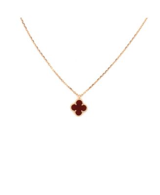  Sweet Alhambra Pendant Necklace 18K Rose Gold and Carnelian, 15.75