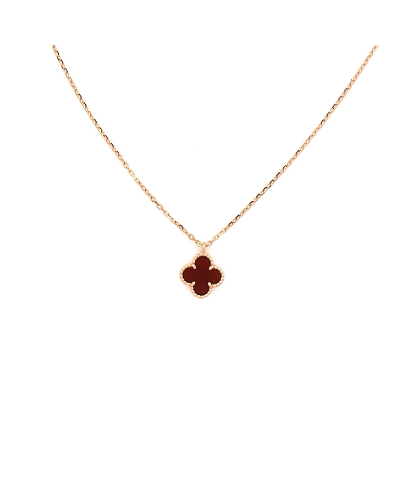 Pre-Owned Van Cleef & Arpels Sweet Alhambra Pendant Necklace 18K Rose Gold and Carnelian, 15.75