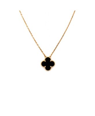  Vintage Alhambra Pendant Necklace 18K Gold and Onyx, 16