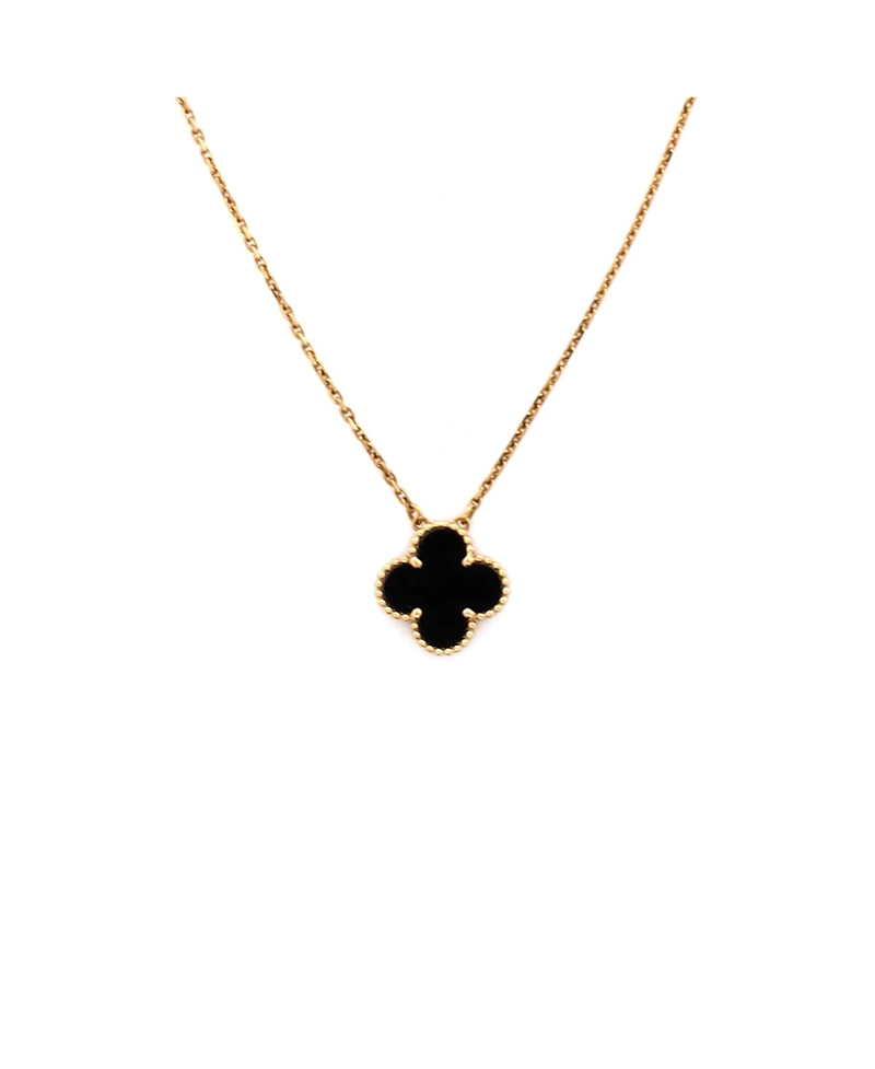 Pre-Owned Van Cleef & Arpels Vintage Alhambra Pendant Necklace 18K Gold and Onyx, 16