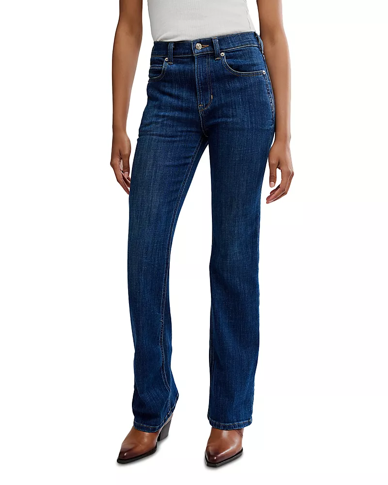 Free People Double Knot High Rise Straight Leg Jeans in Aegean