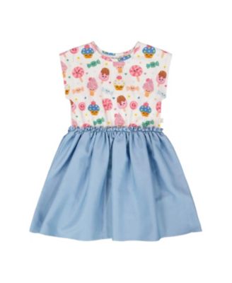  Girls' Bi-Material Soft Jersey Short Sleeve Candy Dress - Little Kid