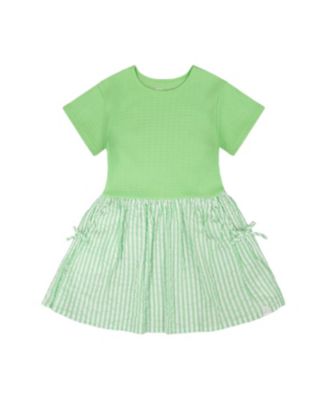  Girls' Soft Jersey Short Sleeve Bi-Material Dress - Little Kid