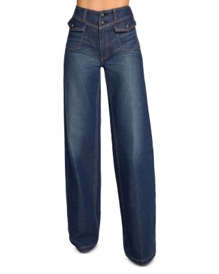 Ciara High Rise Wide Leg Jeans in Dark Fade