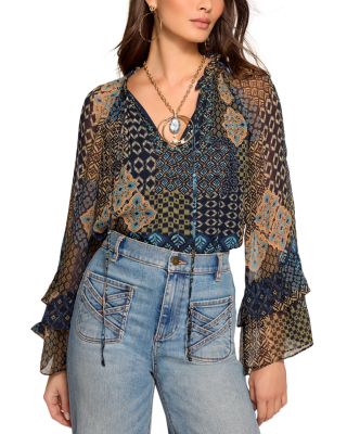 Anya Printed V Neck Top