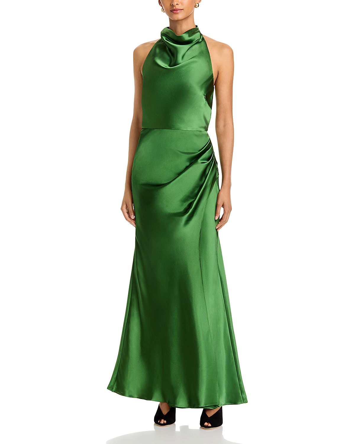 Aqua Draped Halter Gown - Exclusive