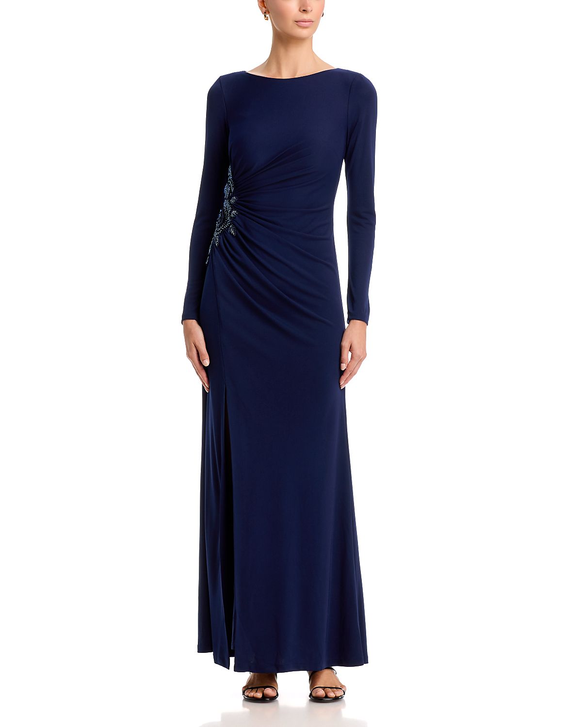 Eliza J Side Ruched Long Sleeve Gown