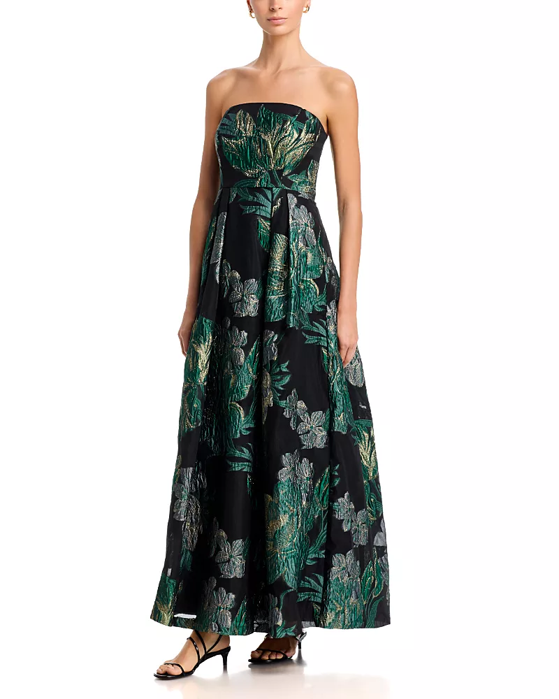 Eliza J Strapless Jacquard Gown