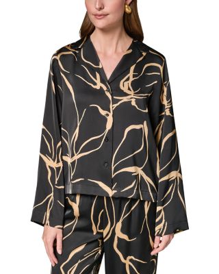 Printed Long Sleeve Button Up Top