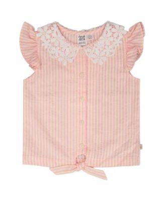 Girls' Crochet Collar Stripes Sleeveless Shirt - Little Kid