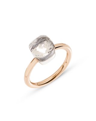 18K White & Rose Gold Nudo White Topaz Cushion Petite Solitaire Ring