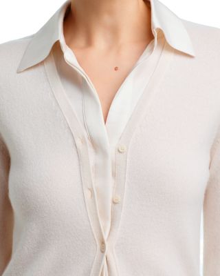 Cashmere Mixed Media Cardigan Sweater - thumbnail 4