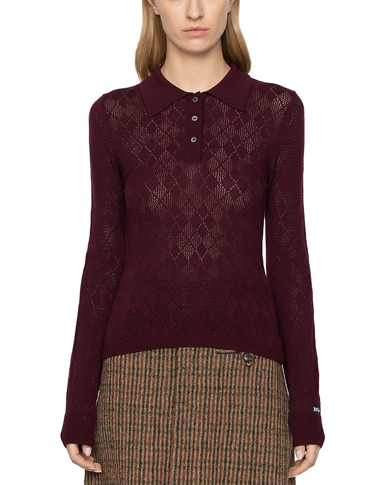 Sea Jane Argyle Polo Merino Wool Sweater