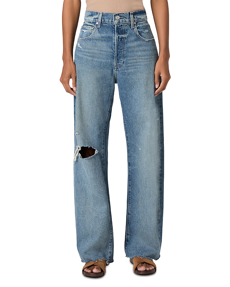 Paige Arellia Skimmer High Rise Barrel Jeans in Terazzo Destructed