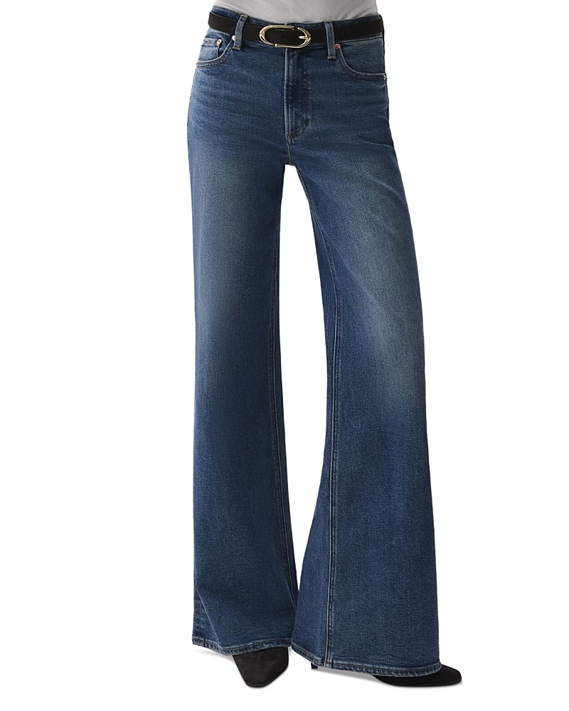 Pistola Vivian Mid Rise Wide Leg Jeans in Blue Depths