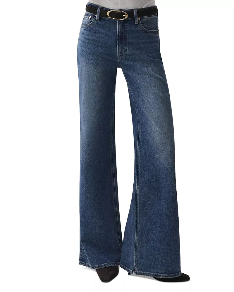 Pistola Vivian Mid Rise Wide Leg Jeans in Blue Depths
