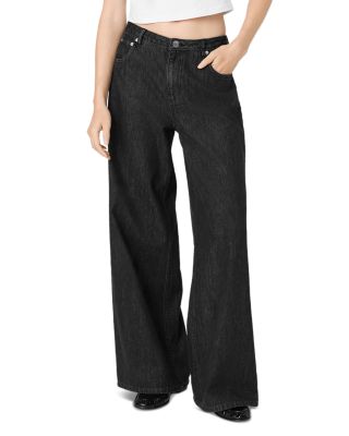 Elton Denim High Rise Wide Leg Jeans in Black