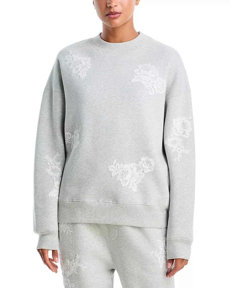 LoveShackFancy Havenleigh Cotton Blend Lace Trim Sweatshirt