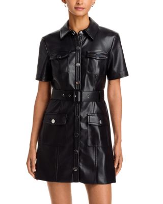 Lydia Belted Faux Leather Mini Dress
