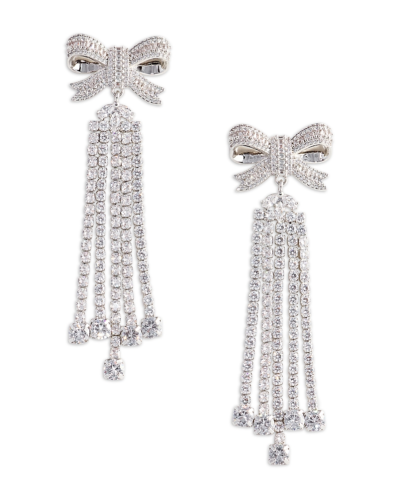 Self-Portrait Crystal Bow Drop Earrings