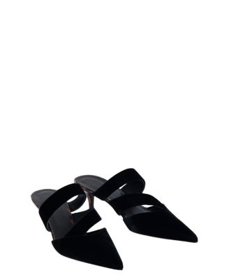 Balmain Women's Velvet and Printed Patent Leather Mules