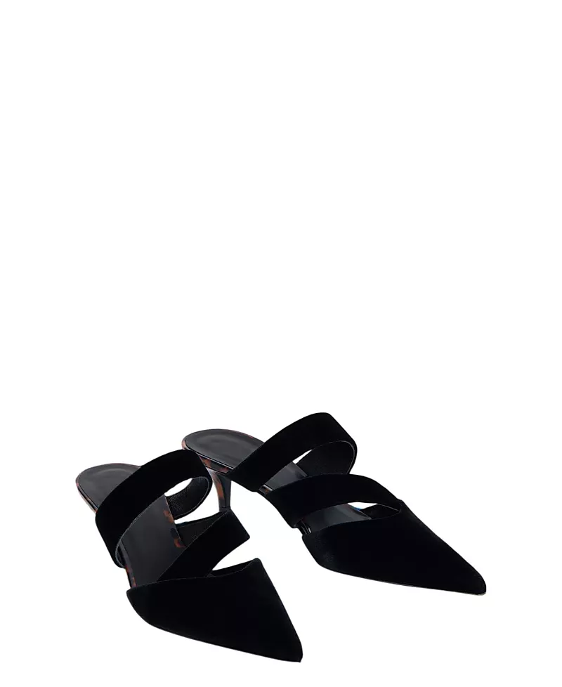 Balmain Women's Velvet and Printed Patent Leather Mules