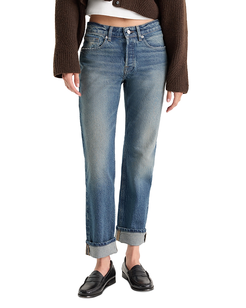 Good American Vintage Mid Rise Straight Ankle Jeans in Indigo1282