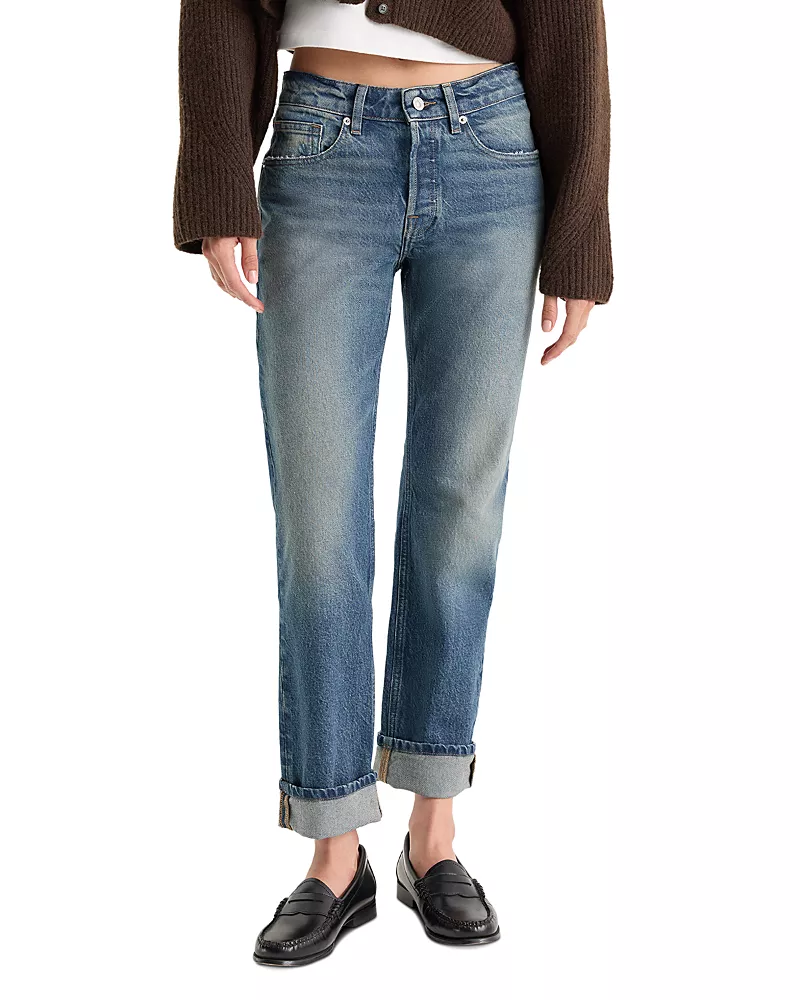 Good American Vintage Mid Rise Straight Ankle Jeans in Indigo1282