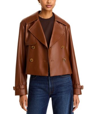 Porto Faux Leather Double Breasted Jacket