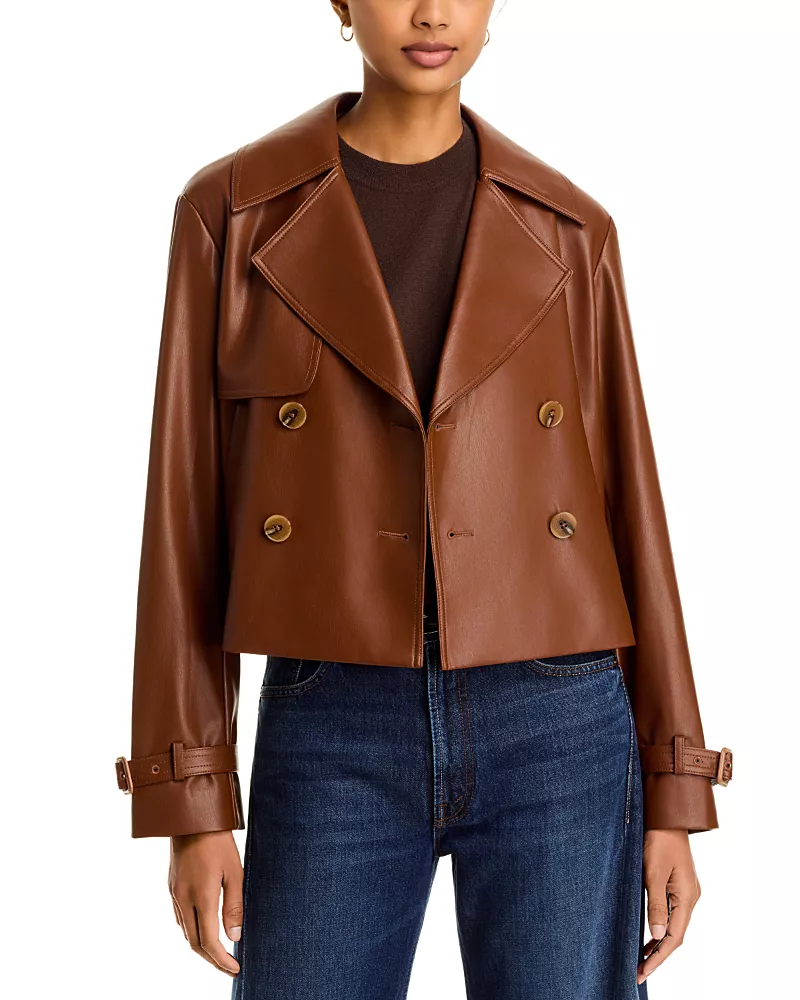 French Connection Porto Faux Leather Double Breasted Jacket